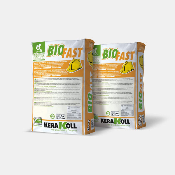 Kerakoll Biofast: Vegyi adalékanyagokat igen kis mennyiségben tartalmazó ásványi ragasztó.