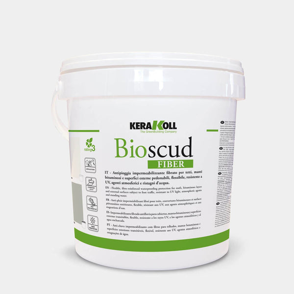 A Kerakoll Bioscud Fiber nagy fényvisszaverő képességű, szálerősítésű díszítő vízszigetelést képez (fehér színű hidegtető) még a régi előformázott bitumenes héjalásokon is, bármilyen geometriához alkalmazkodva.