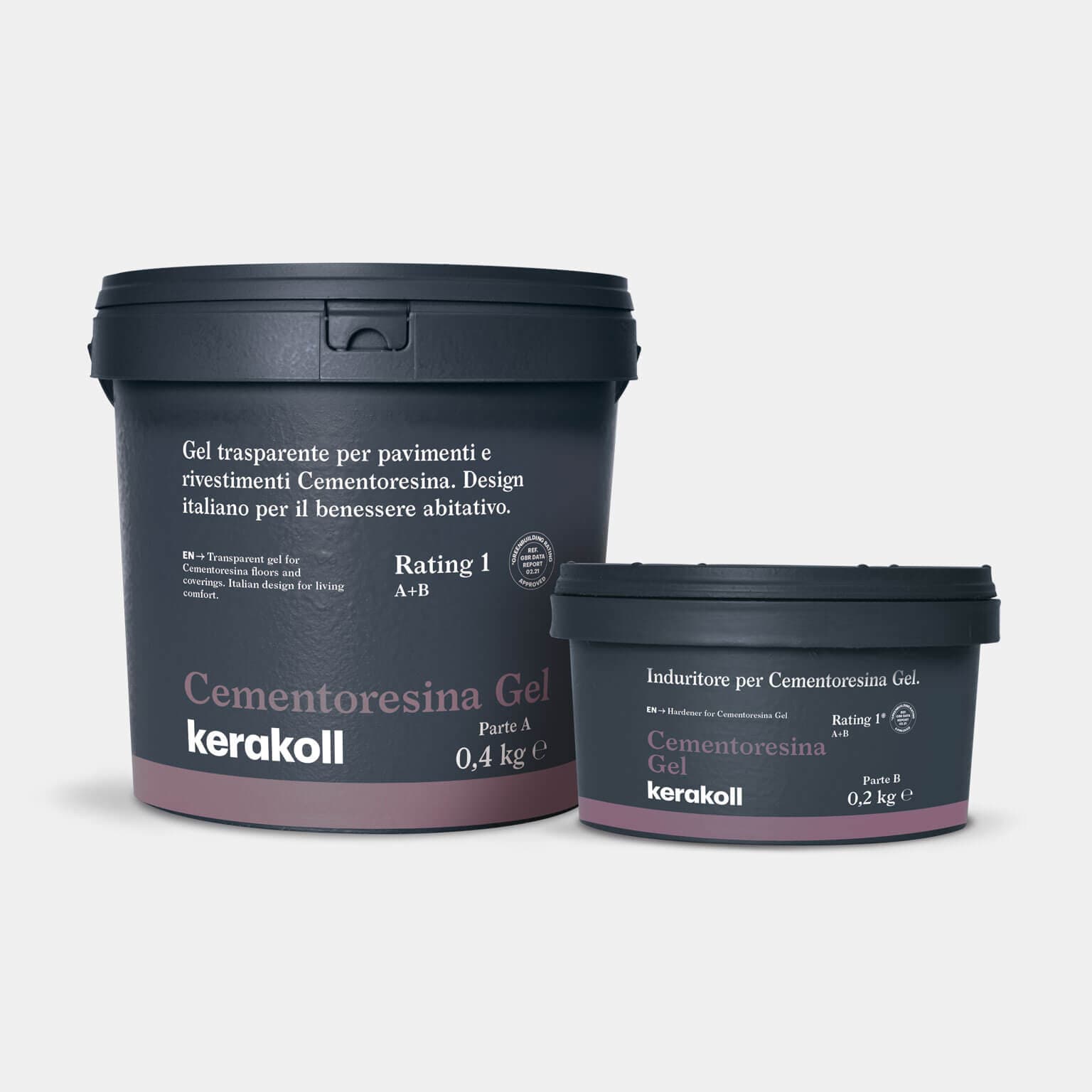 Kerakoll Cementoresina Gel: Átlátszó gél Cementoresina padlókhoz és Cementoresina Wall burkolatokhoz.