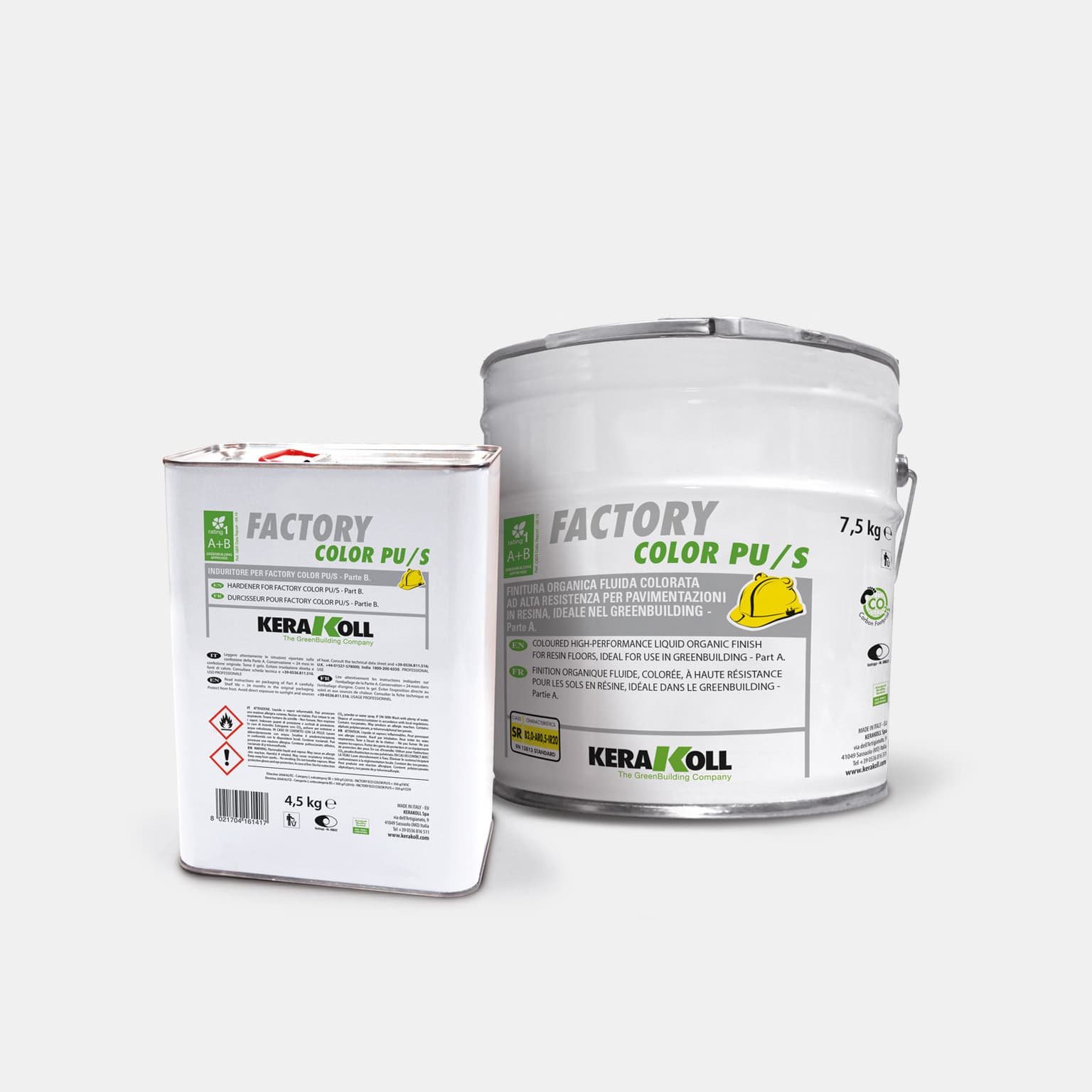 A Kerakoll Factory Eco Color PU/S színes, olajoknak és az élelmiszeriparban használt folyadékoknak ellenálló fedőréteg, mely különösen alkalmas filmszerű burkolatok és többrétegű és önterülő aljzatkiegyenlítő műgyanta fedőrétegének készítéséhez.