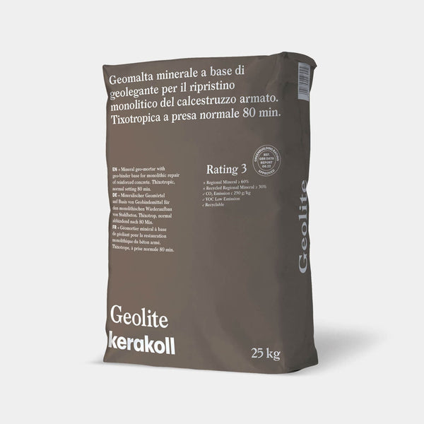 A Kerakoll Geolite egy Ásványi eredetű, geo‑kötőanyag alapú geo‑habarcs vasbeton monolit helyreállításához.
