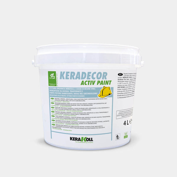 Kerakoll Keradecor Activ Paint különösen alkalmas biológiai kártevők támadásának kitett helyiségekhez, lélegző, penészálló, nagy fedőképességű, tökéletes fehér felületet ad.