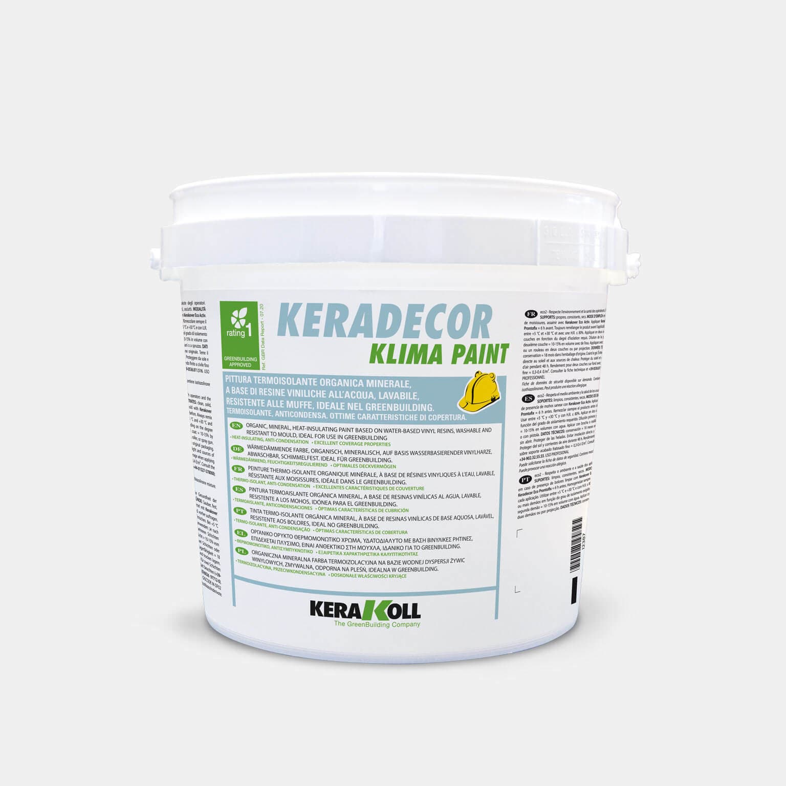 Kerakoll Keradecor Klima Paint páraáteresztő, mosható, lélegző, biológiai kártevők elleni adalékokkal, nagy fedőképességű, tökéletes fehér felületet ad.