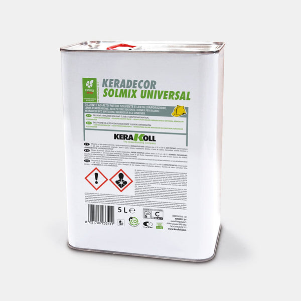 A Kerakoll Keradecor Solmix Universal olyan termékekhez alkalmas, amelyekhez kimagasló oldóképesség vagy alacsony párolgási sebesség szükséges.