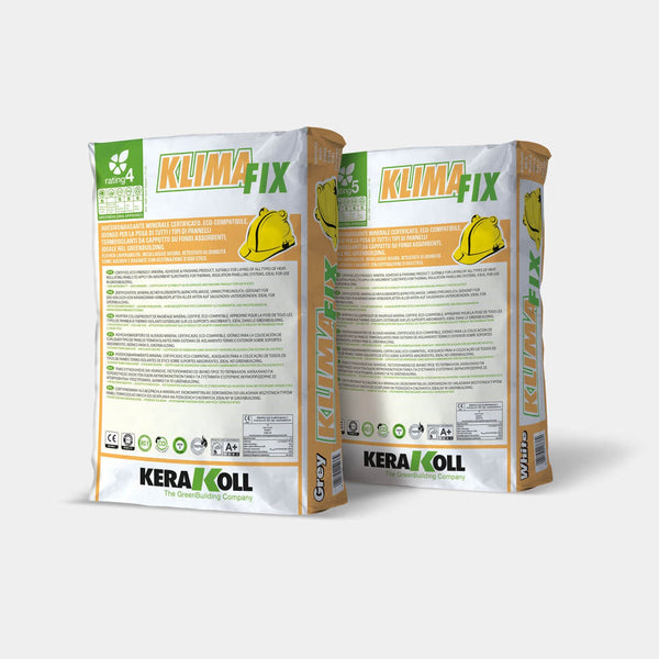 A Kerakoll Klima Fix egy öko‑kompatibilis, tanúsított, ásványi eredetű ragasztó és simítóanyag, alkalmas vakolatos összetett külső hőszigetelő rendszerek összes típusú hőszigetelő paneljeinek gletteléséhez és ragasztásához.