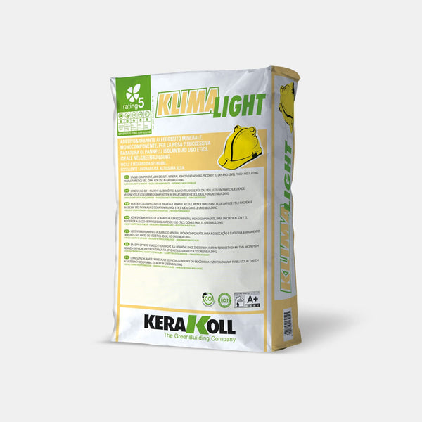 A Kerakoll Klima Light egy könnyített egykomponensű ásványi ragasztó & simító anyag szigetelő panelek lerakásához és azt követő simításához ETICS felhasználásnál.