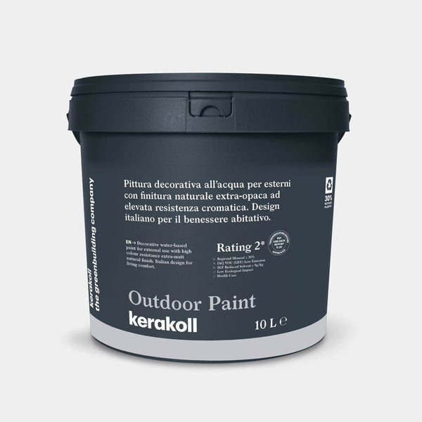 A Kerakoll Outdoor Paint egy dekoratív, vizes bázisú festék külső használatra, természetes kivitelben és magas színtartóssággal.
