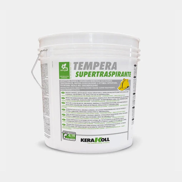 Kerakoll Tempera Supertranspiratne Fehér beltéri falfesték párás terekbe — V1 vízgőz-áteresztés, nem hámlik. Fürdőszobába, konyhába, garázsba, pincébe