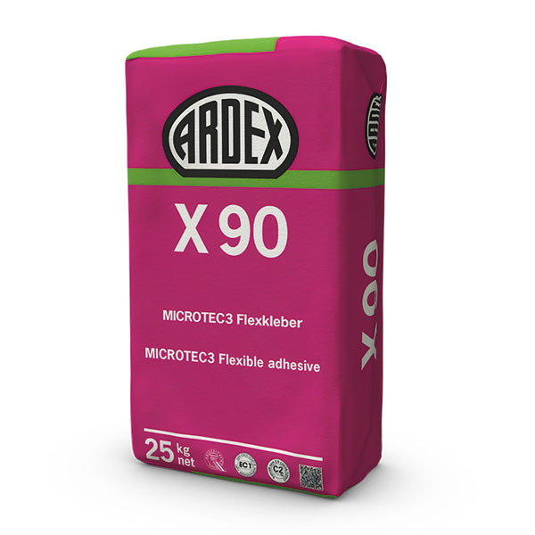 Az ARDEX X 90 Outdoor a MicroteC3 technológiával készült cementbázisú ragasztó, ideális kerámia és kő lapokhoz bel- és kültéren.
