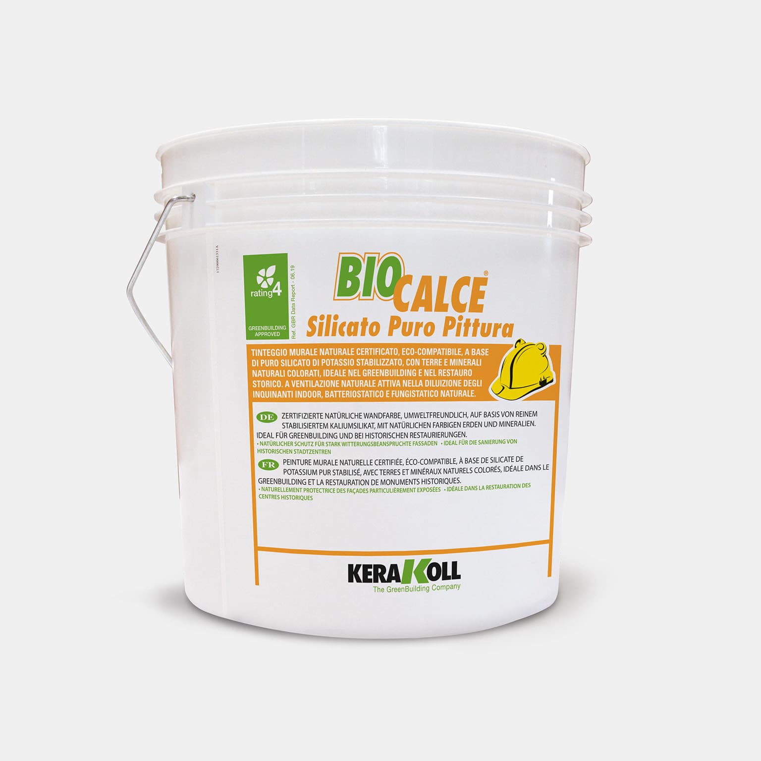 A Kerakoll Biocalce Silicato Puro Pittura természetes, lélegző színes festék vakolatok dekorációjára és restauráláshoz, valamint általában használható minden hidraulikus kötőanyag alapú ásványi aljzaton.