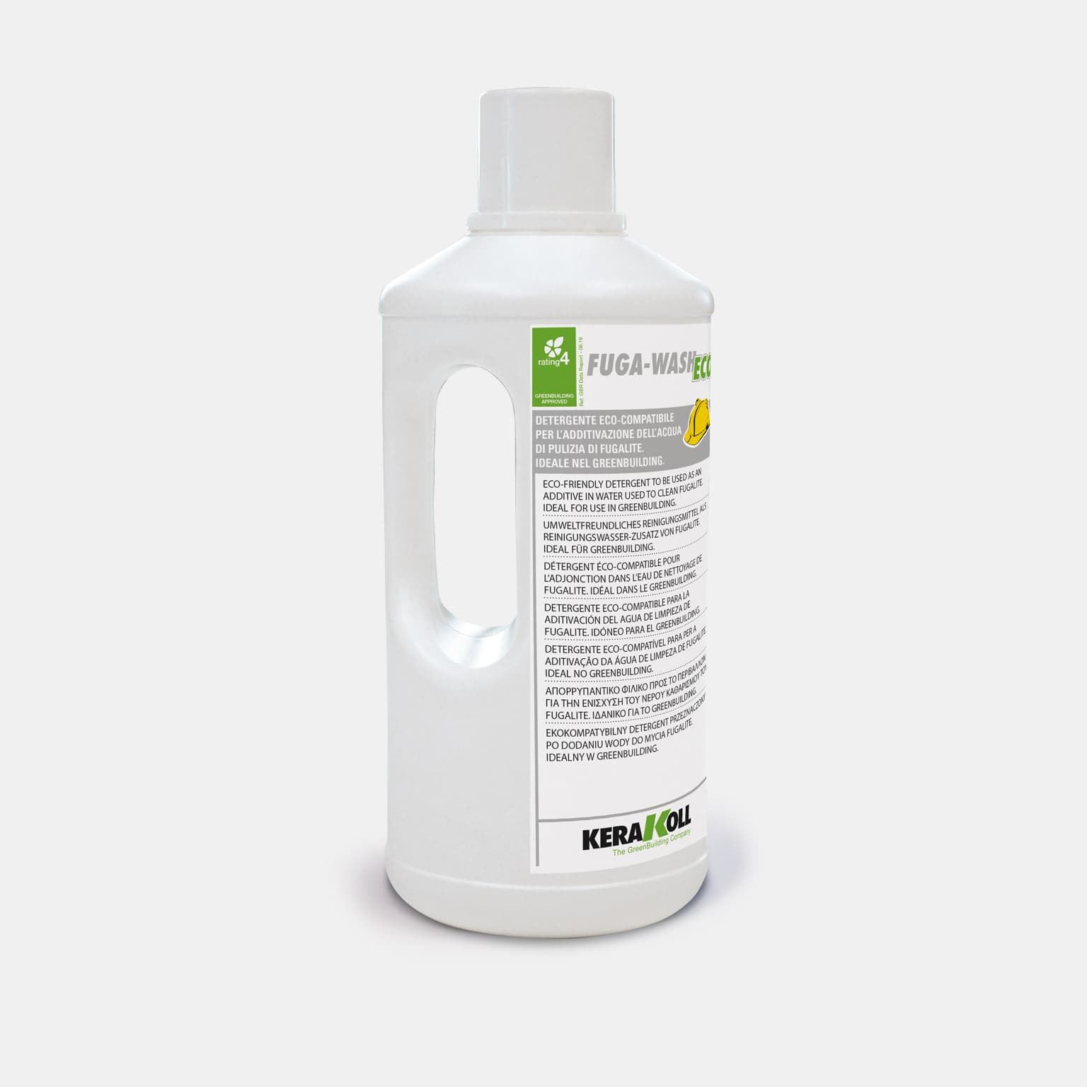 A Kerakoll Fuga‑Wash Eco a tisztítóvízben alkalmazva különleges tisztító hatást fejt ki, amely nem károsítja a kerámia, greslap és terméskő felületeket.