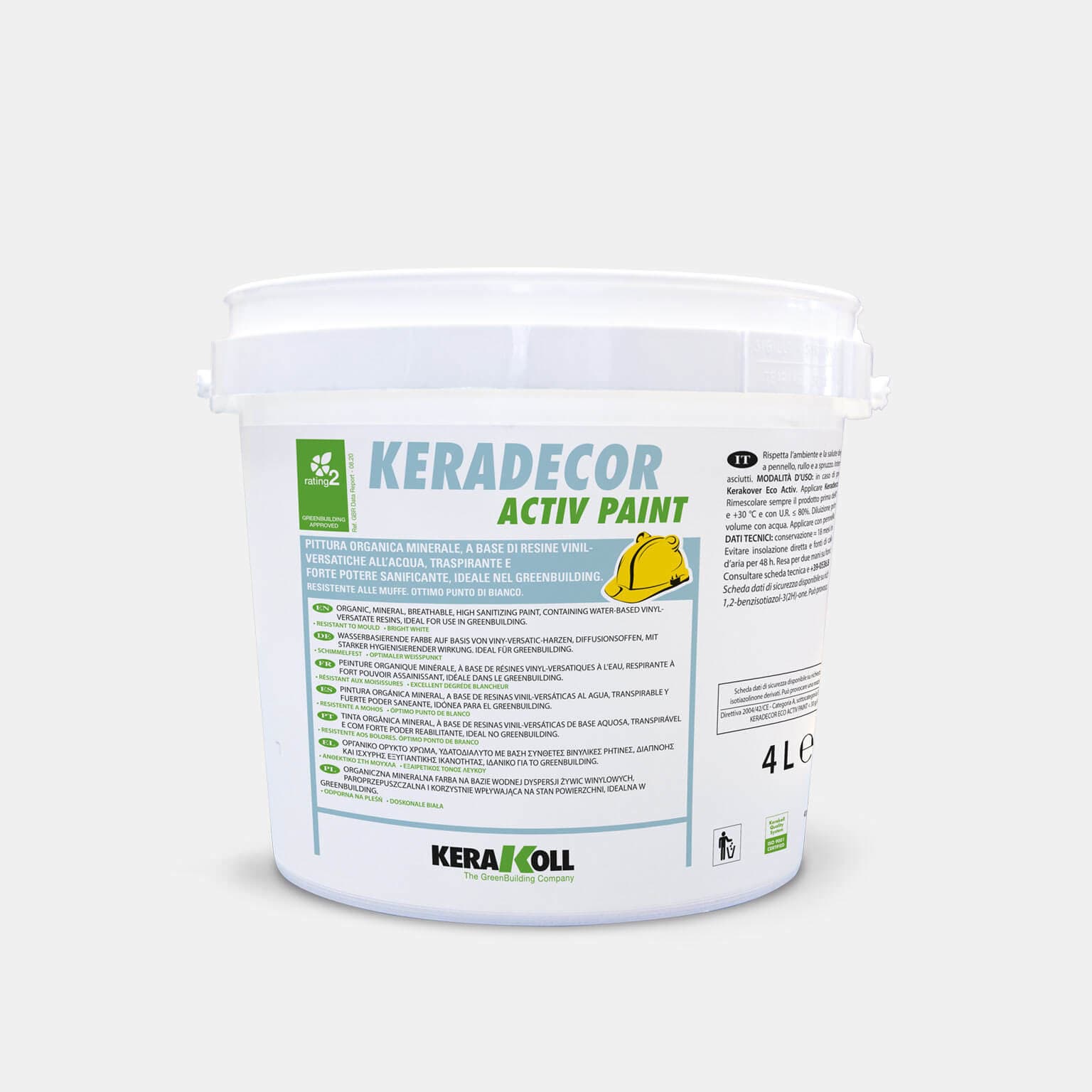 Kerakoll Keradecor Activ Paint különösen alkalmas biológiai kártevők támadásának kitett helyiségekhez, lélegző, penészálló, nagy fedőképességű, tökéletes fehér felületet ad. 