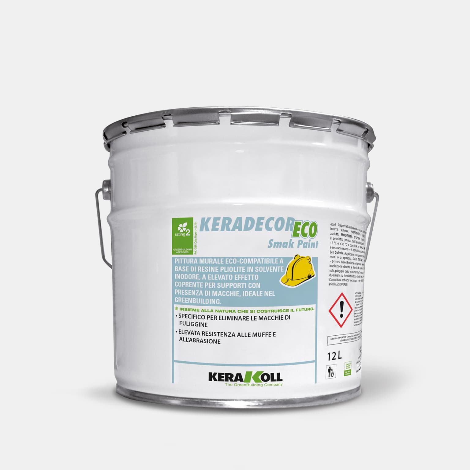 Kerakoll Keradecor Eco Smak Paint különösen alkalmas olyan felületekhez, melyeken nikotin, hamu, szulfátok és más, felületen terjedő anyag van lerakódva.