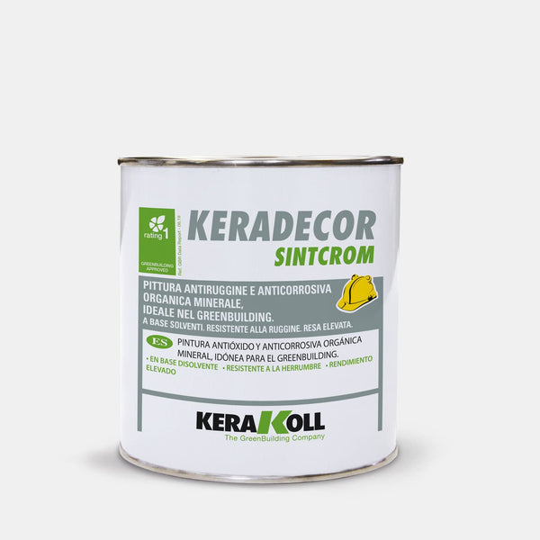 Kerakoll Keradecor Sintcrom oldószerben oldott szintetikus gyantával és aktív pigmentekkel, melyek kimagasló védelmet biztosítanak. 