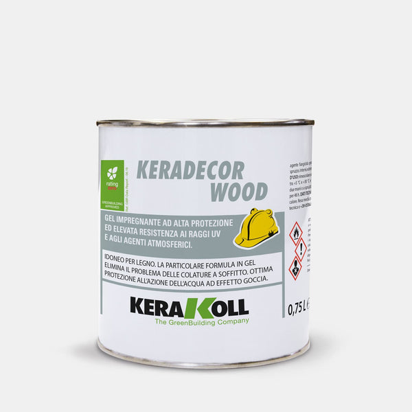 Kerakoll Keradecor Wood növényi olaj alapú formula, gél megjelenése függőleges felhordás esetében megfolyás‑mentességet biztosít.
