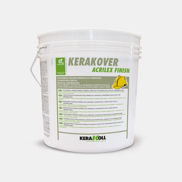 Kerakoll Kerakover Acrilex Finish: Öko‑kompatibilis ásványi szerves, anyagában színezett nemesvakolat, ideális a GreenBuildingnél. 
