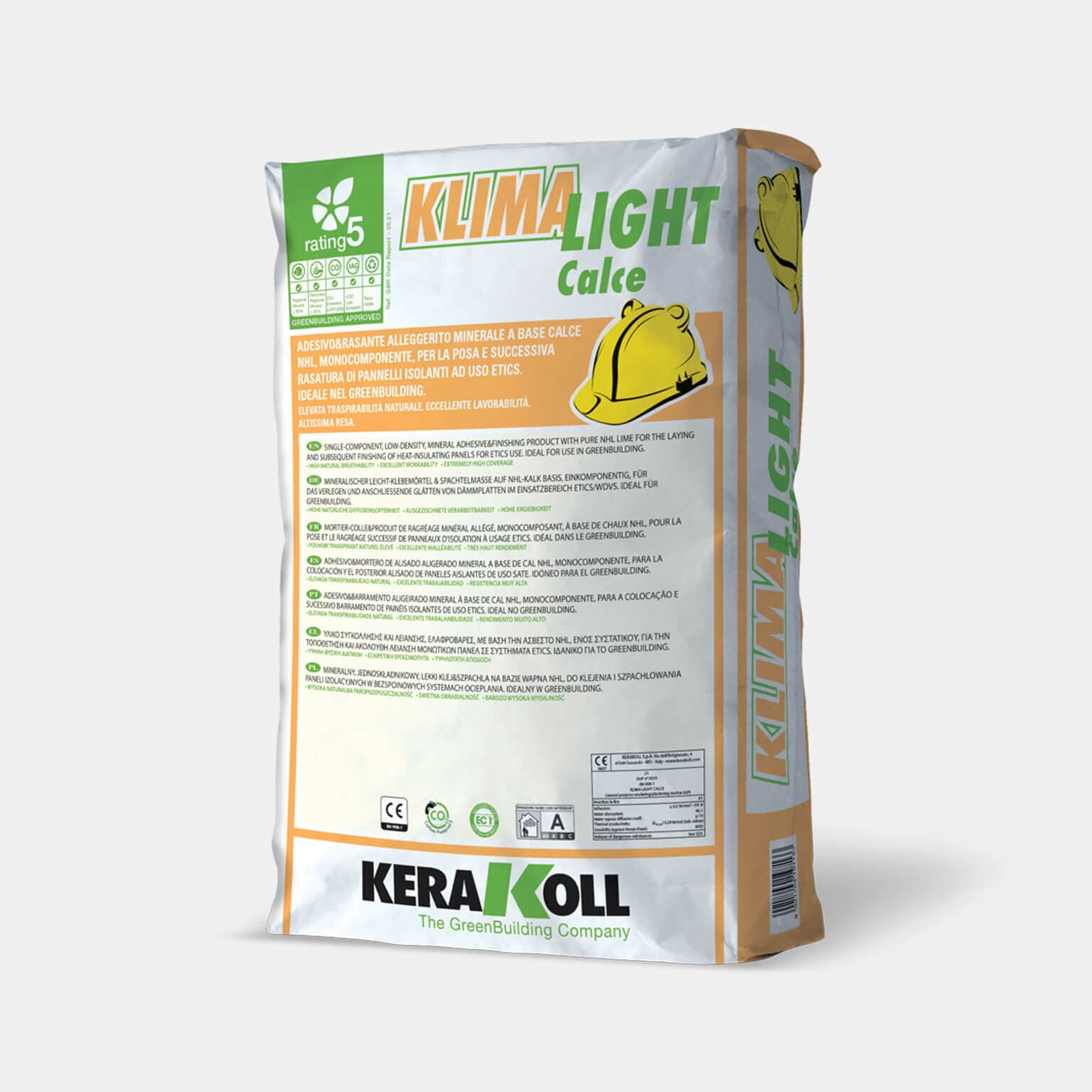 A Kerakoll Klima Light Calce egy könnyített, egykomponensű, ásványi eredetű, NHL természetes hidraulikus mész alapú ragasztó és simító anyag