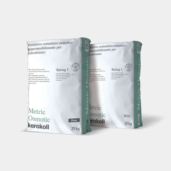 A Kerakoll Metric Osmotic egykomponensű, tixotróp, pozitív és negatív víznyomásnak ellenálló bevonat.